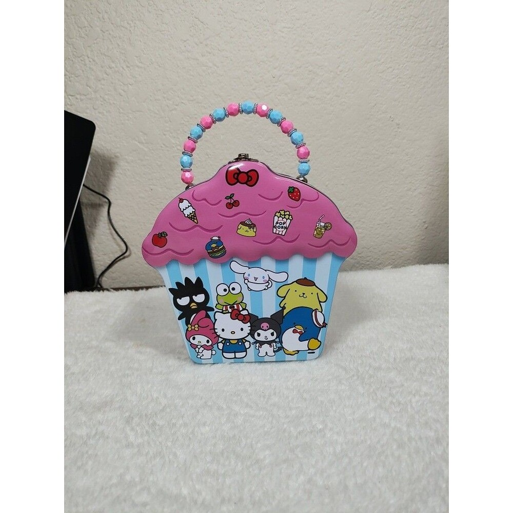 Hello Kitty Cupcake Tin Box Sanrio '24 Beaded Handle
